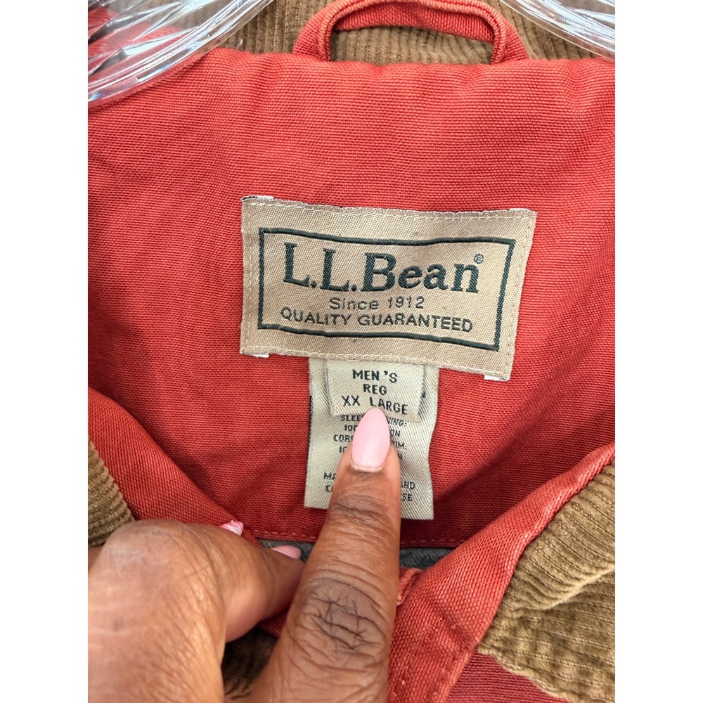 L.L. Bean Barn Coat Men's Plus Orange Corduroy Chore Vintage Field Canvas XXL - Picture 4 of 13